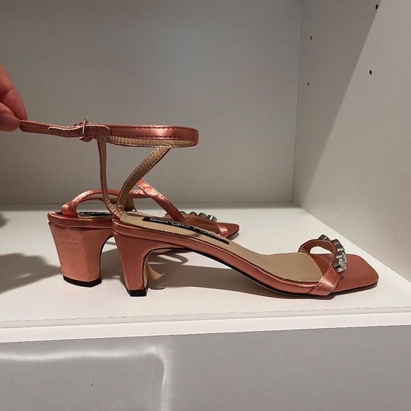 Sergio Rossi SR1 Pink Satin Sandals with Crystal Stones NWT - Picture 7 of 12